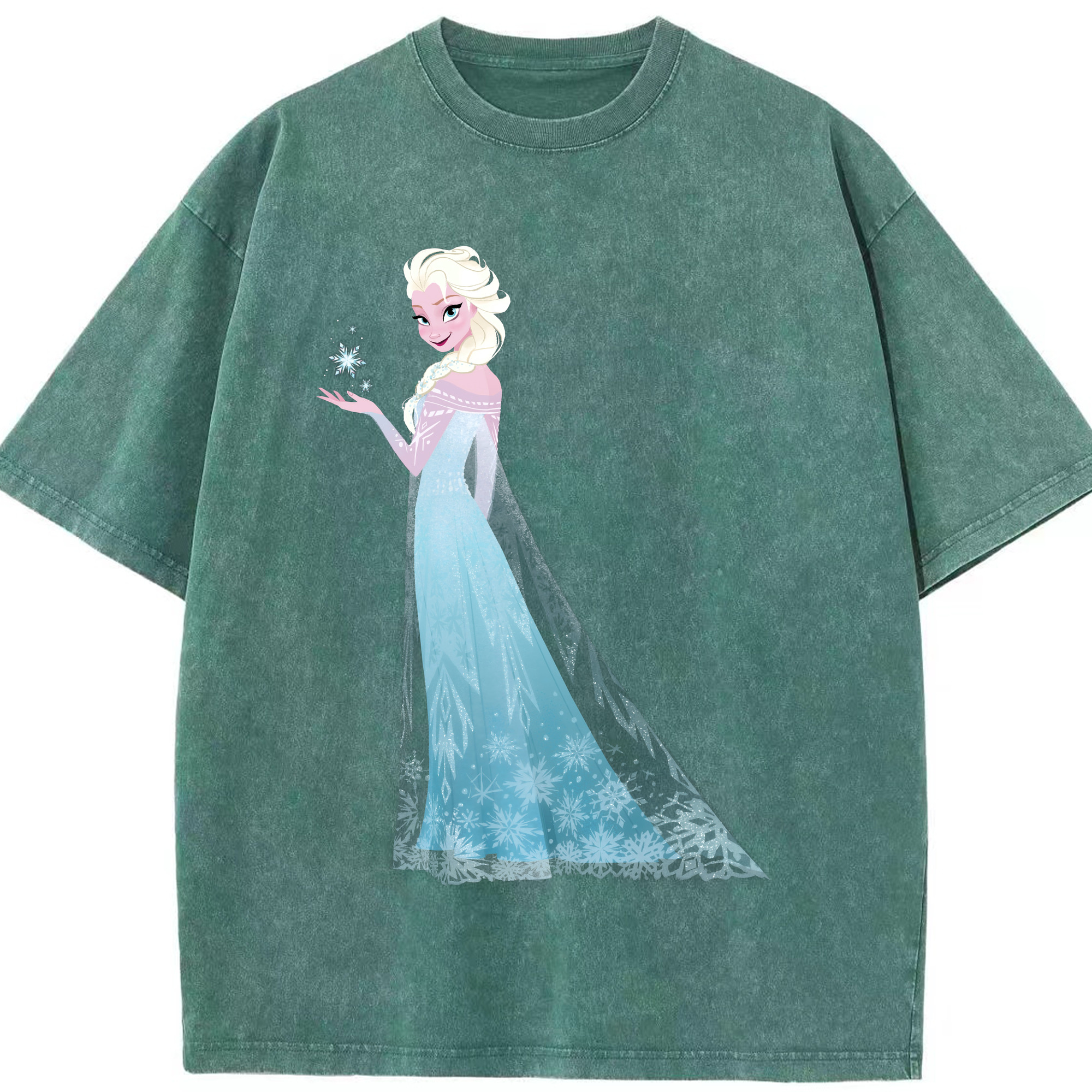 （画像用） アナと雪の女王 アンナ エルサ Frozen Anna Elsa 綿100% ヴィンテージ風 半袖Tシャツ（フロントプリント）